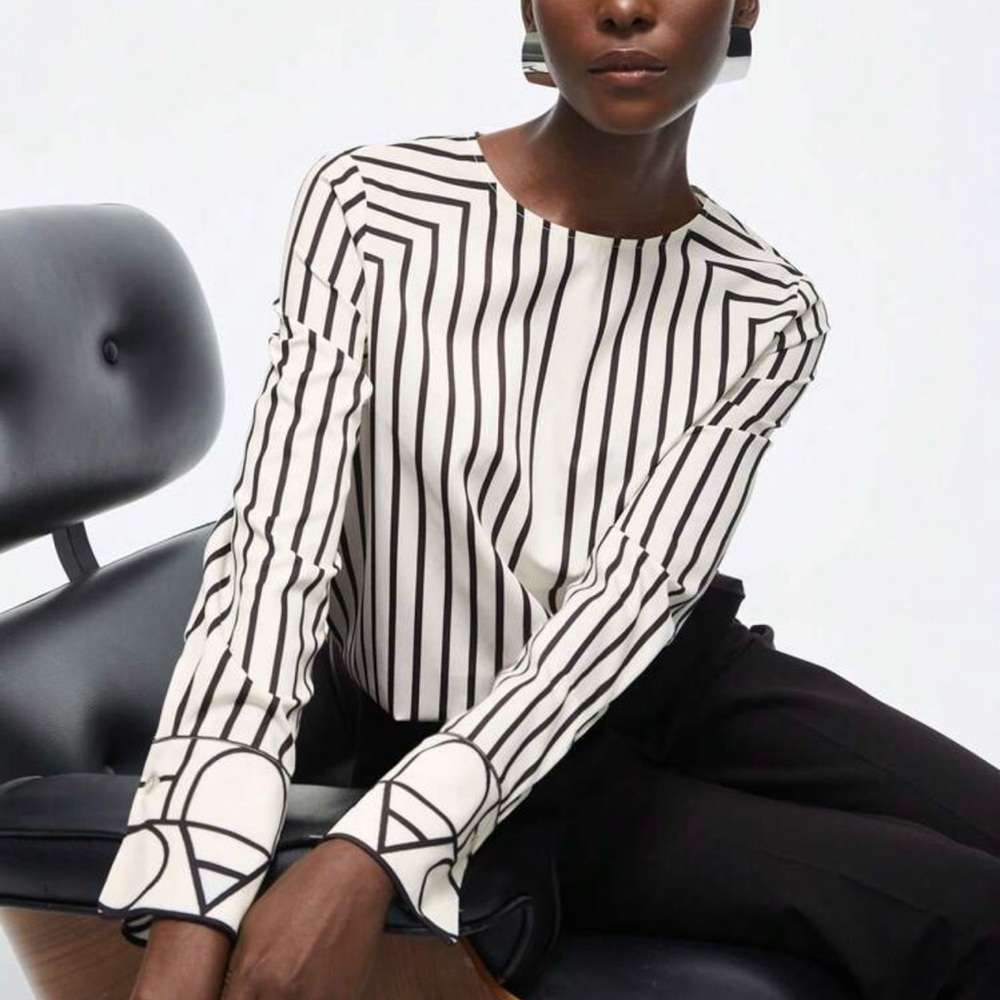 BizChic Vertical Stripe Blouse – Elegant Business Casual Top